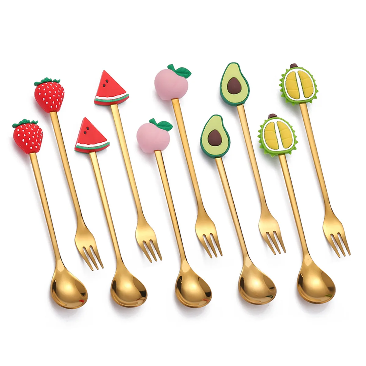 Hot Sale Animal Cartoon Cute Space Man Decor Teaspoon Gold Coffee Stirring Stainless Steel Spoon And Dessert Fork for Kids Gift