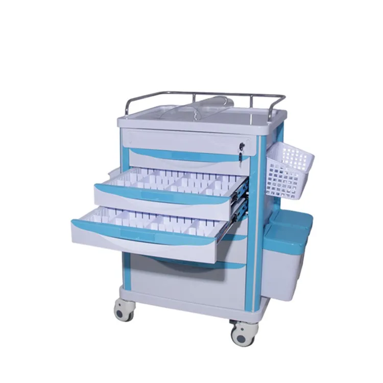 BT-MY004 Cheap Medical mobile ABS plastic medicine trolley hospital drug cart with 5 drawers castors price