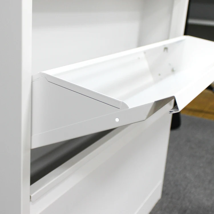 Metal Shoe Cabinets With 3 Drawer Modern White Steel 3 Tire Shoe Cabinet