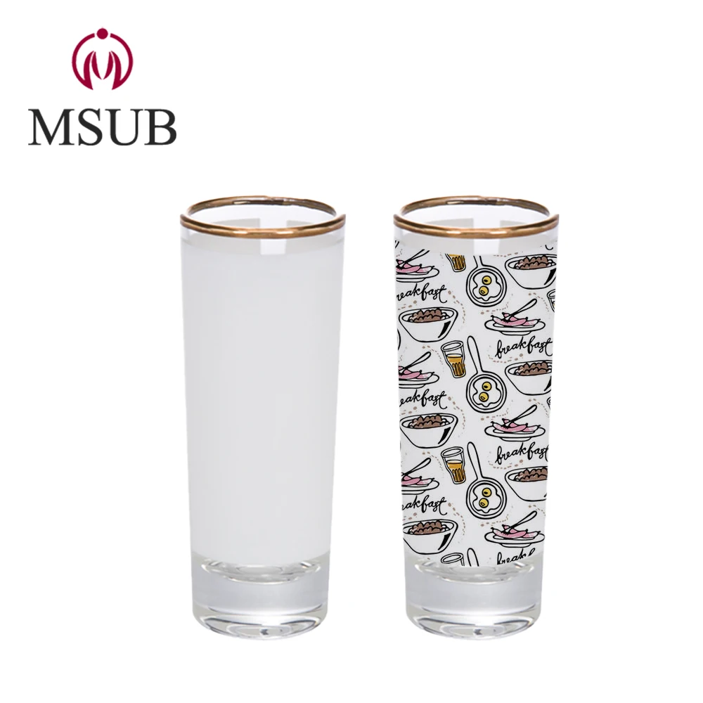
Sublimation blank suppliers 3oz Shot glass mug with gold rim blank glassware cup 