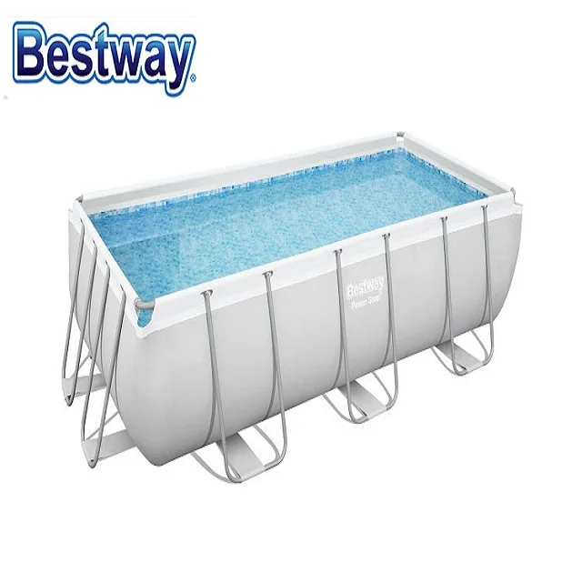 
Bestway 56441 Rectangular Stainless Steel Metal Ground Swimming Pool 
