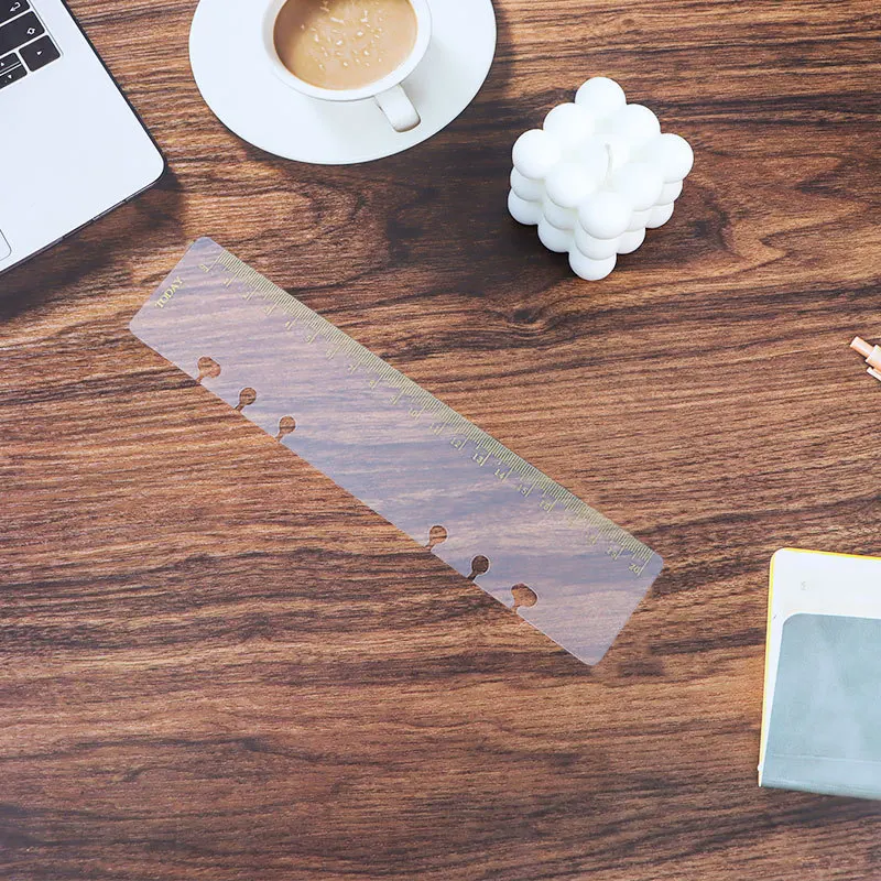 Custom Logo 30cm Plastic Planner Ruler Pagefinder Drawing Tool Scribing Scale A5A6A7B5A4 Loose Leaf Book Ruler Measuring Tool