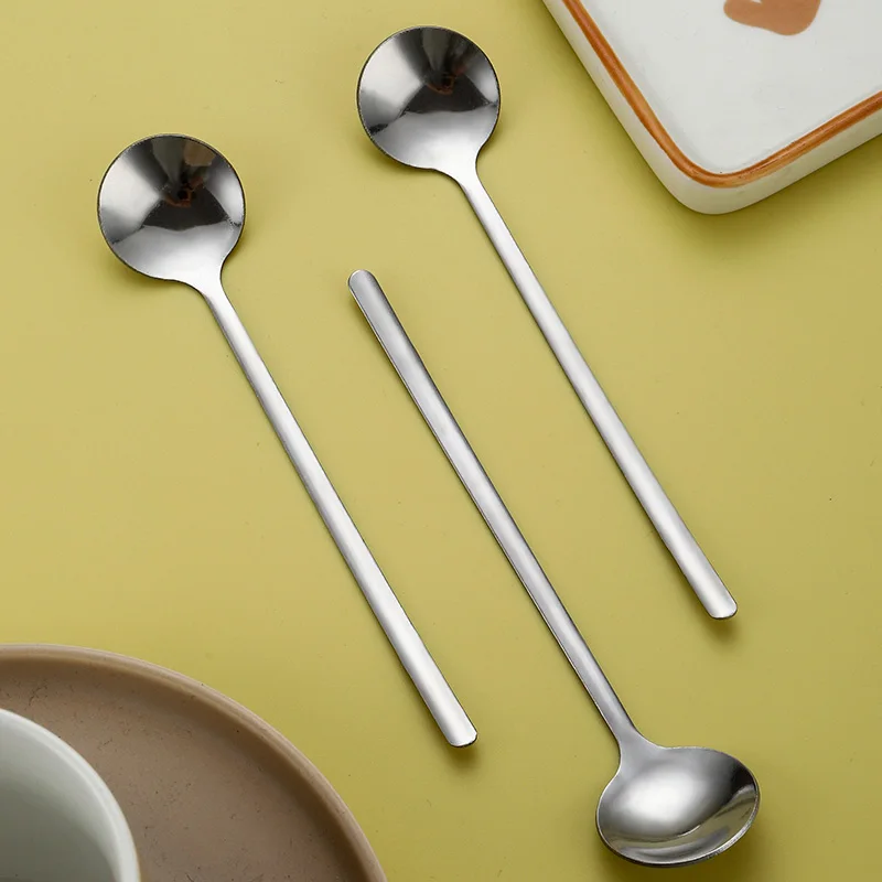 GEMEI Creative Small Round Chocolate Coffee Tea Desserts Spoon Multifunctional Spoon Stainless Steel Sliver Spoon