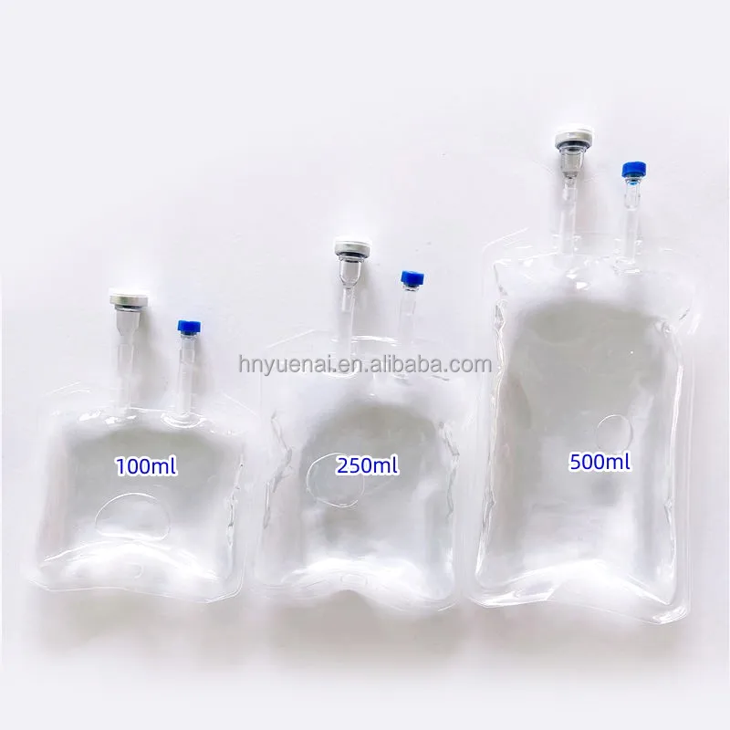 Hot Selling medical supplies PVC IV infusion bag 100ml 250ml 500ml 1000ml sodium chloride dextrose drip bag fluid Solution Bags