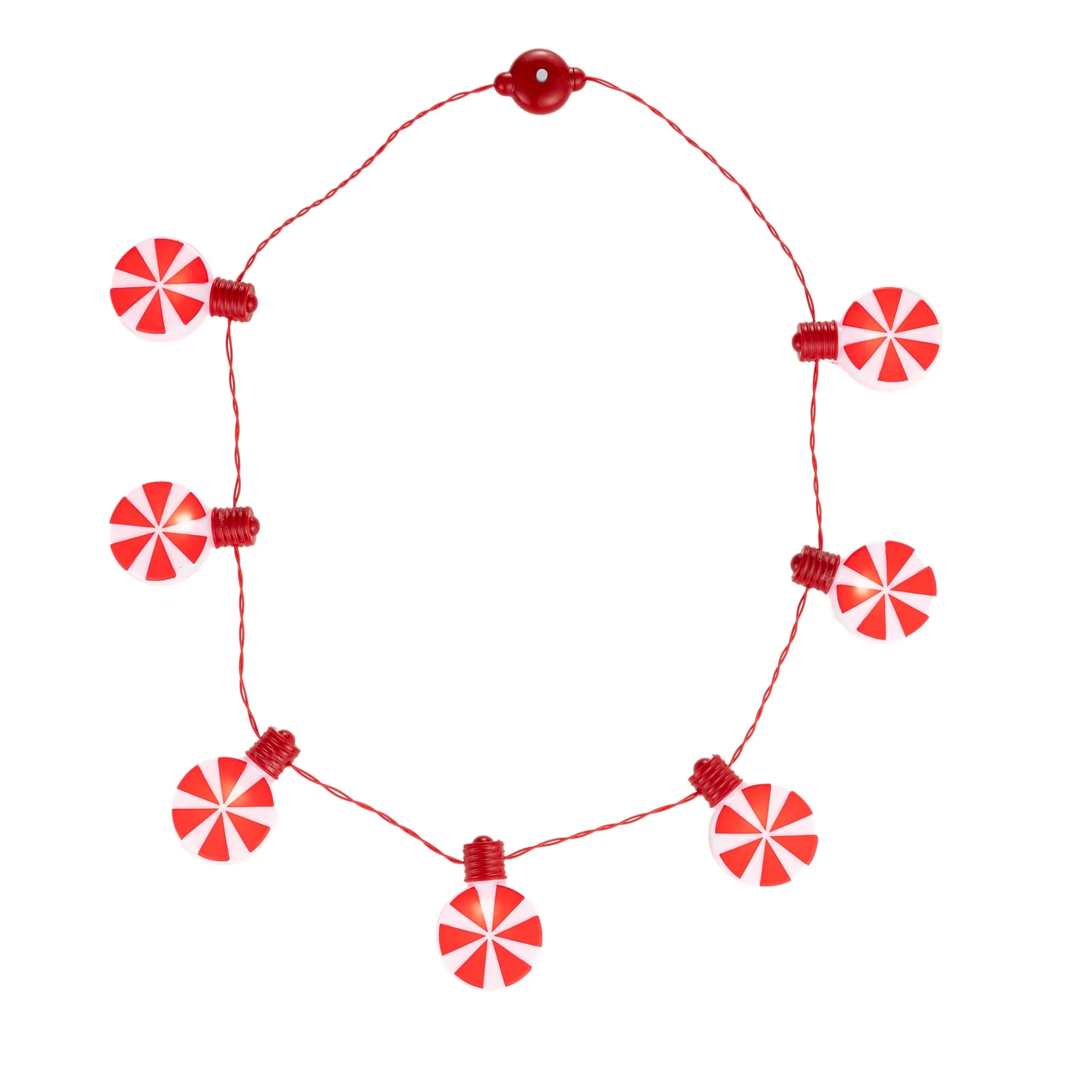 Hot Selling Christmas Party Plastic Light Up Necklace 7 Led Lights Flashing Candy Necklace