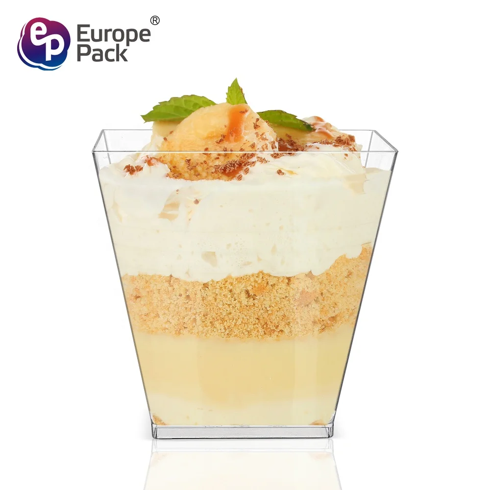Custom logo Reusable square Mini Snack Dessert Wine Yogurt Plastic Cups of