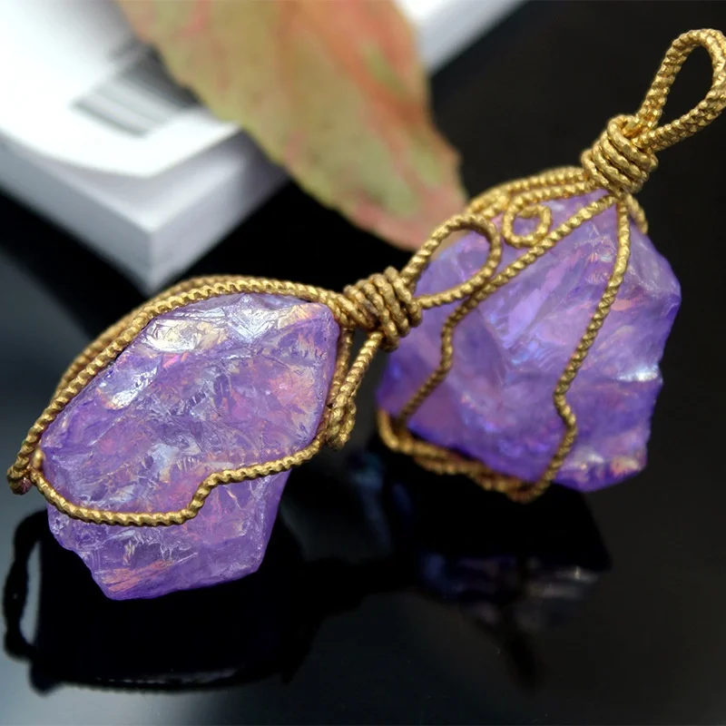 Оптовая продажа, ожерелье с подвеской ручной работы из натурального хрусталя, ювелирные аксессуары «сделай сам»