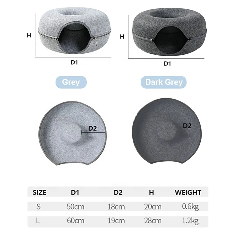 BunnyHi MSD002 Cat Nest Home Tunnel High Quality Customize Different Size And Logo Donut Felt Toy Cat Bed House