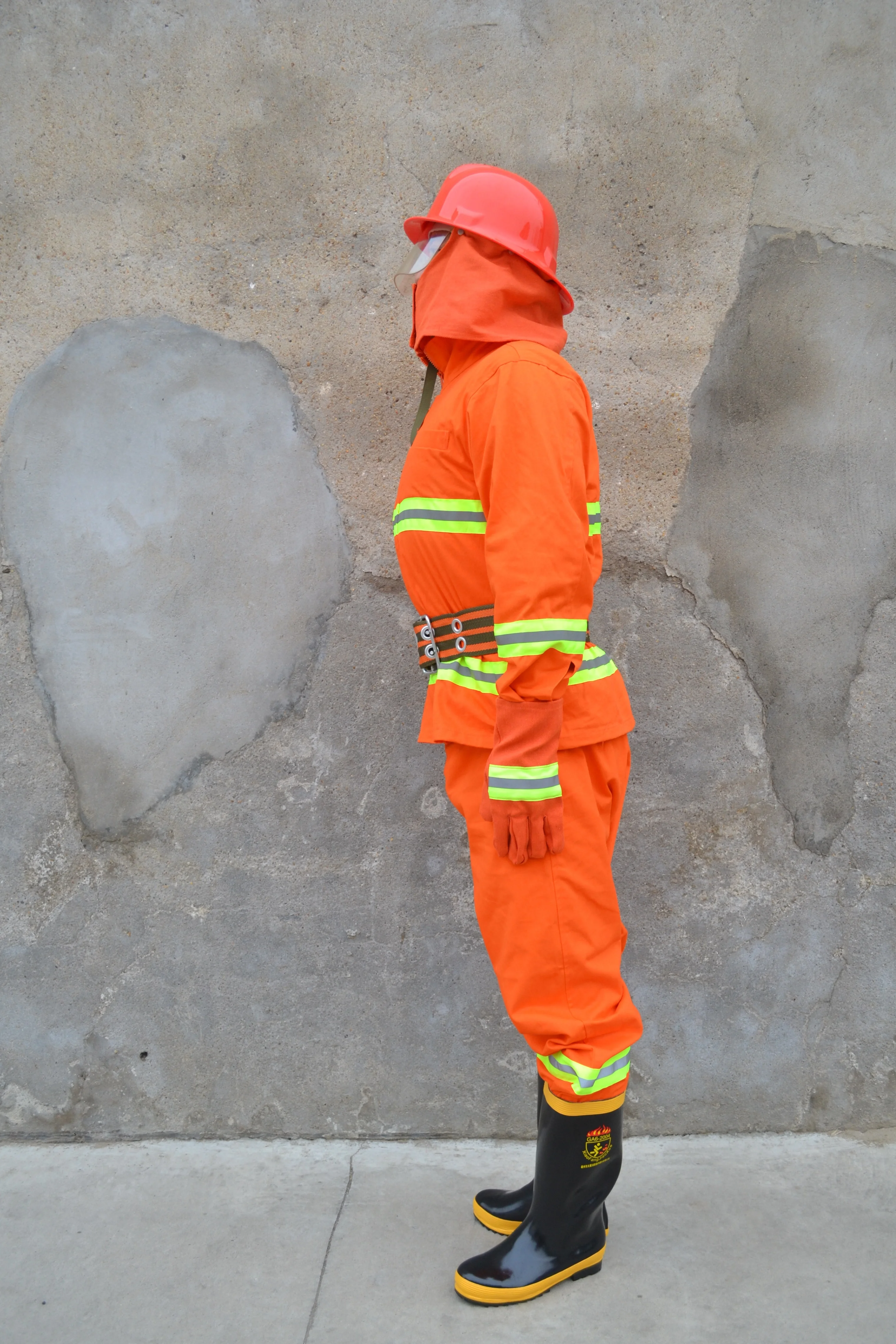 Newly Durable fire fighting suit/Fire Fighting Firefighters Clothing  Pants Waterproof Shoes Orange Helmet