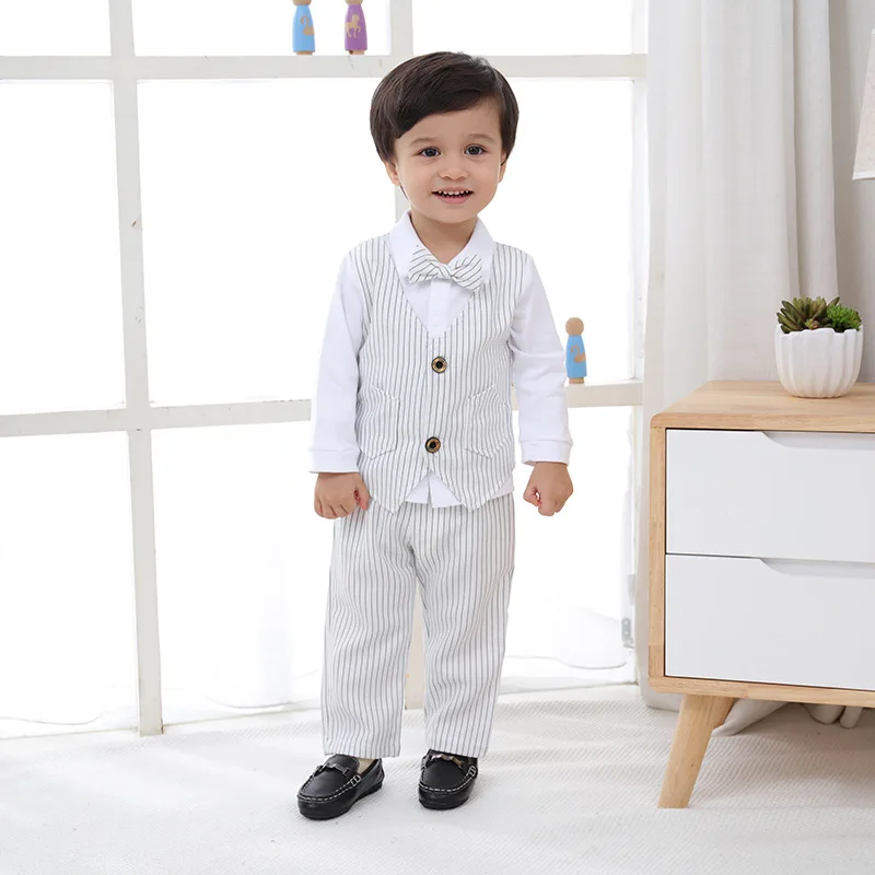 New Style Kids 2 Piece Sets Boys Quality Children Clothes Baby Suit Set Boy 1-4 Years Shirt Dress Bow Tie Set for Boys