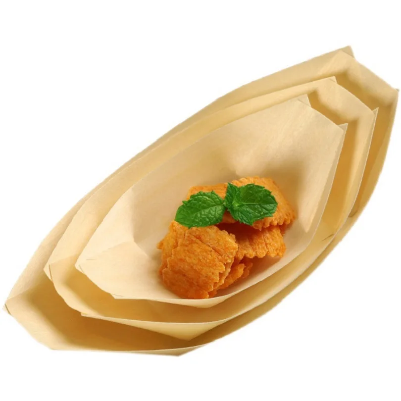 Food Grade Brown Kraft Paper Plates Holder Trays Hot Dog Fast Food Holding Packaging