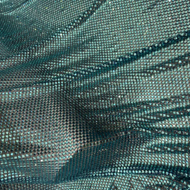 Glass clear crystal sapphire blue stretch strass rhinestones mesh net fabric korean rhinestone fabric for garment dress