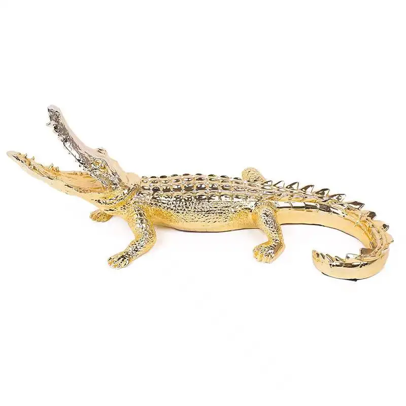 gold and silver resin office  living room decorative fiberglass statue animal crocodile decor