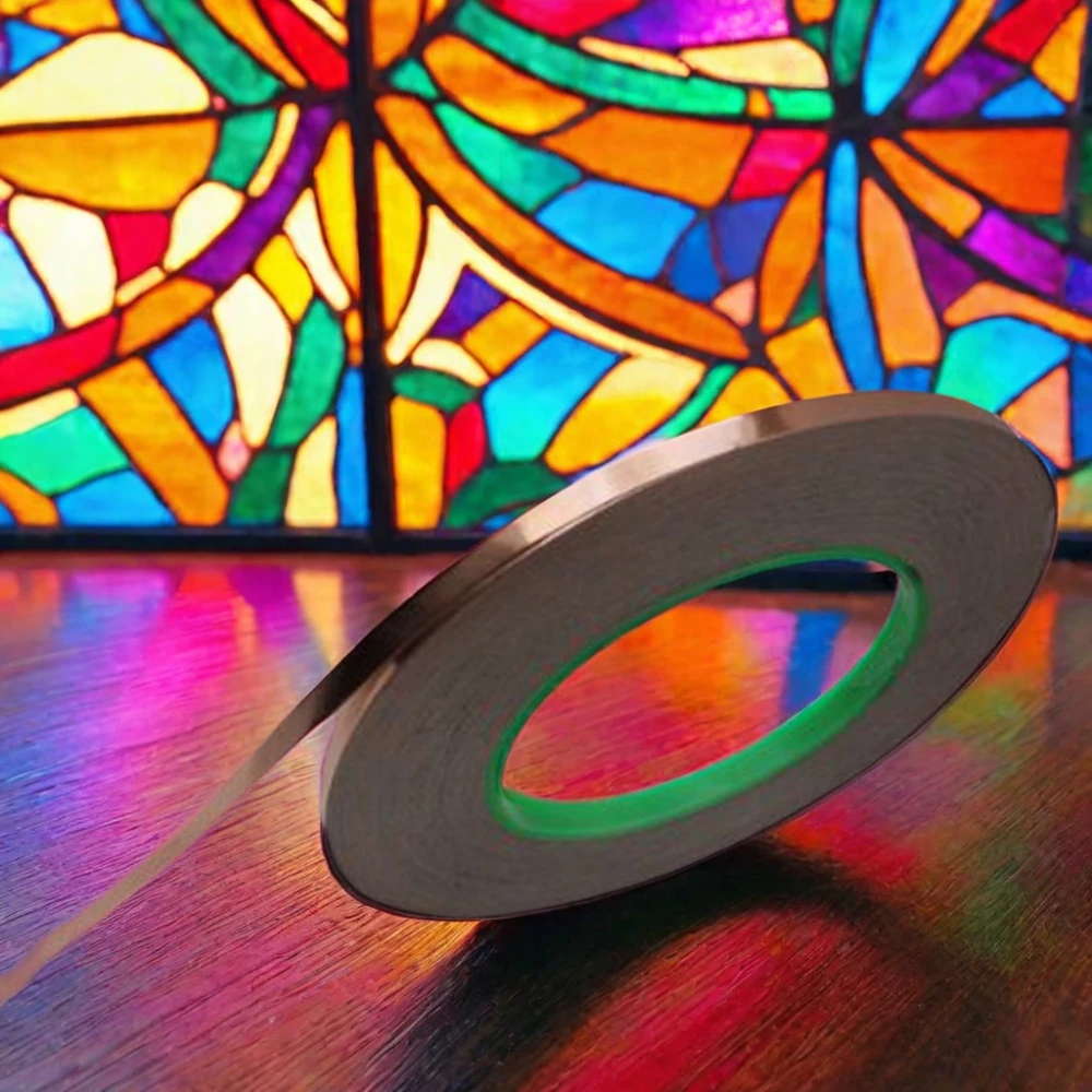 5.56mm Single Sided Acrylic Adhesive Waterproof Copper Black Backed 7/32 Inch Copper Foil Tape For Stained Glass Decoration