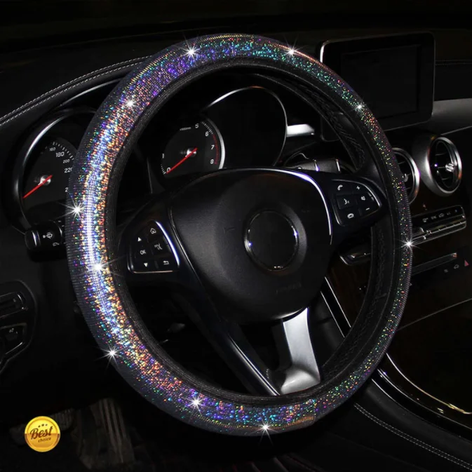 Bling Bling Car Steering Wheel Cover Universal 37-38cm Steering-wheel Protector Case for Women Girls Auto Styling Accessories