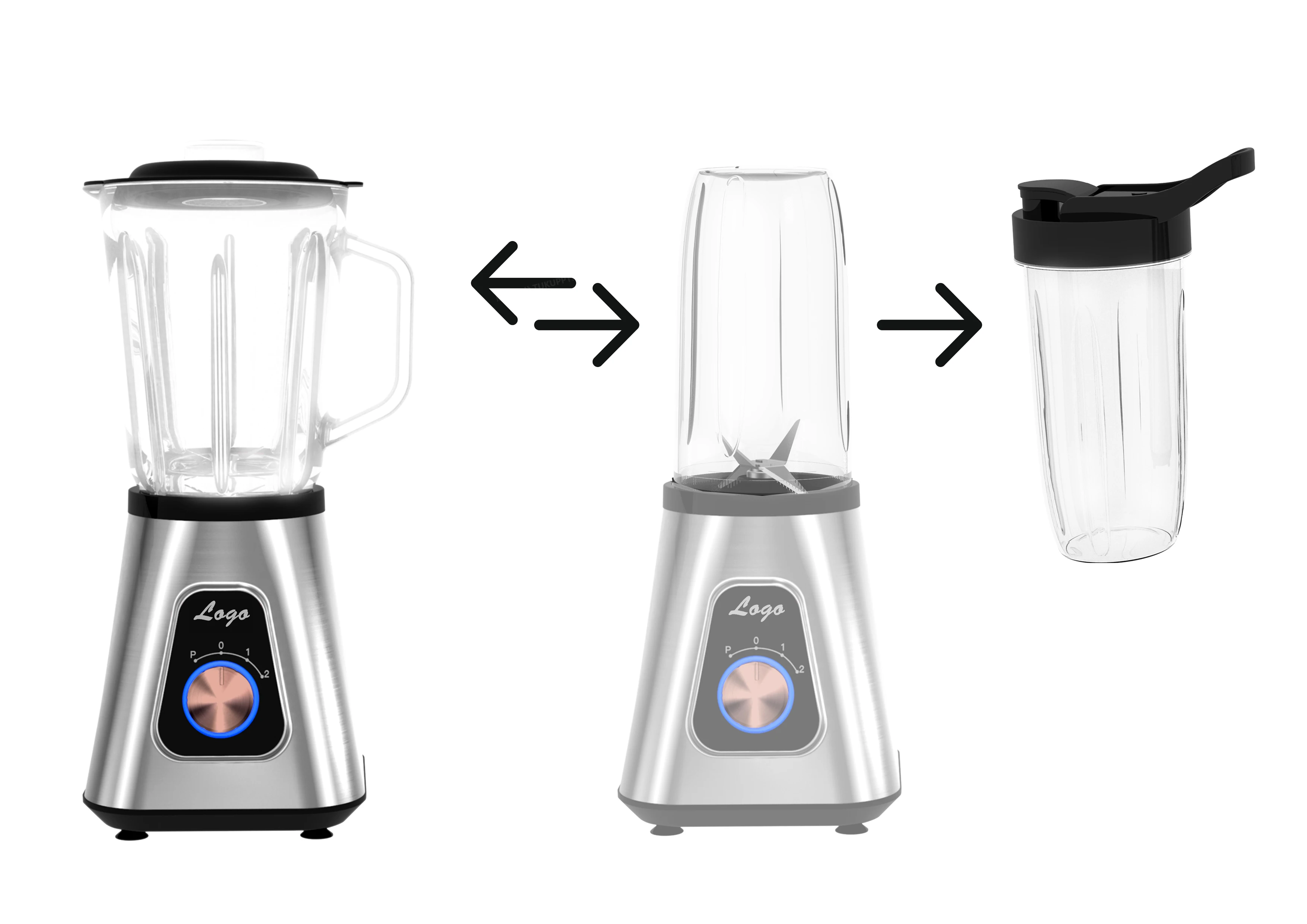 1300W high speed Glass jar smoothie mixer 2 speed settings 6 tips blade multifunctional table blender fruit juicer