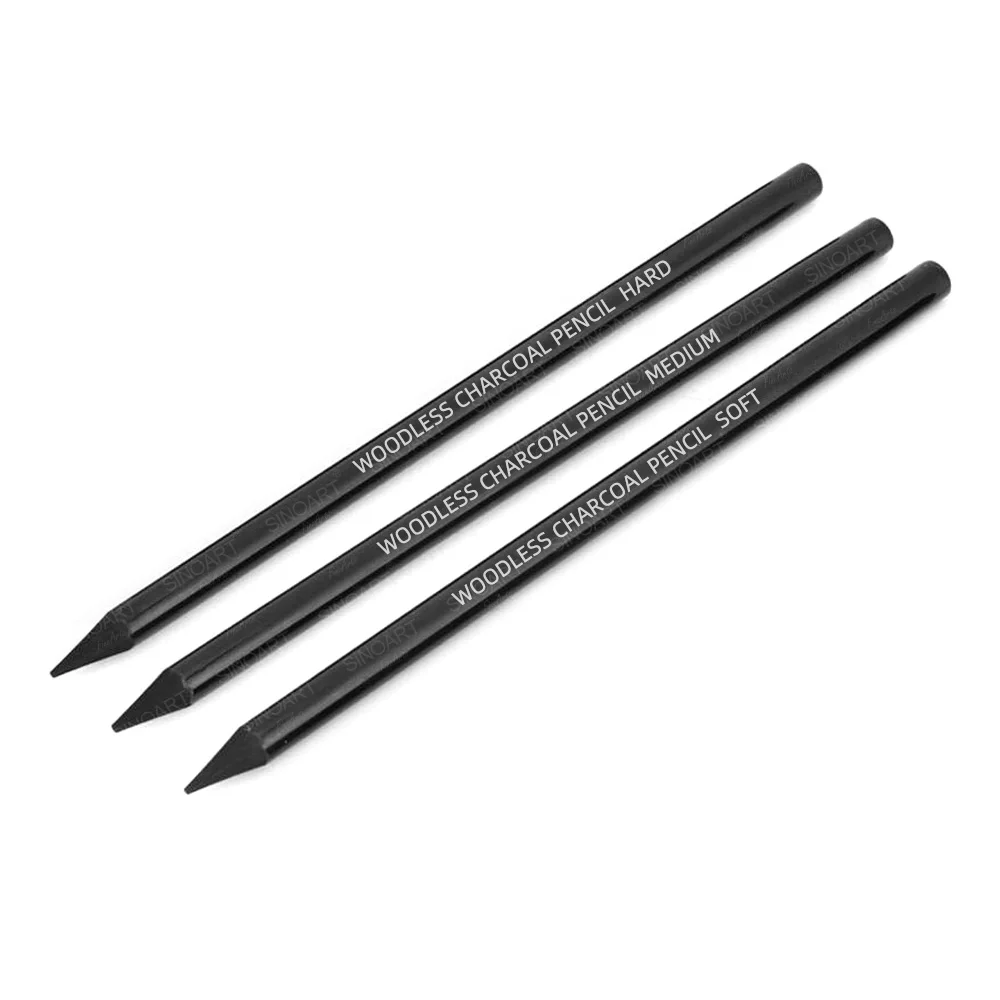 SINOART 3pcs Woodless Charcoal Pencils Set artist sketch drawing Graphite Pencil For Sketch /hard/medium/soft