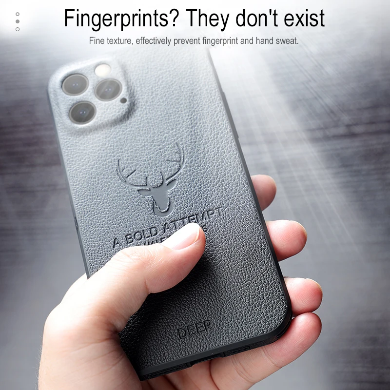 Leyi all inclusive four corner fall prevention skin feel protective PU leather Deer Head mobile phone case for iPhone 13 pro max