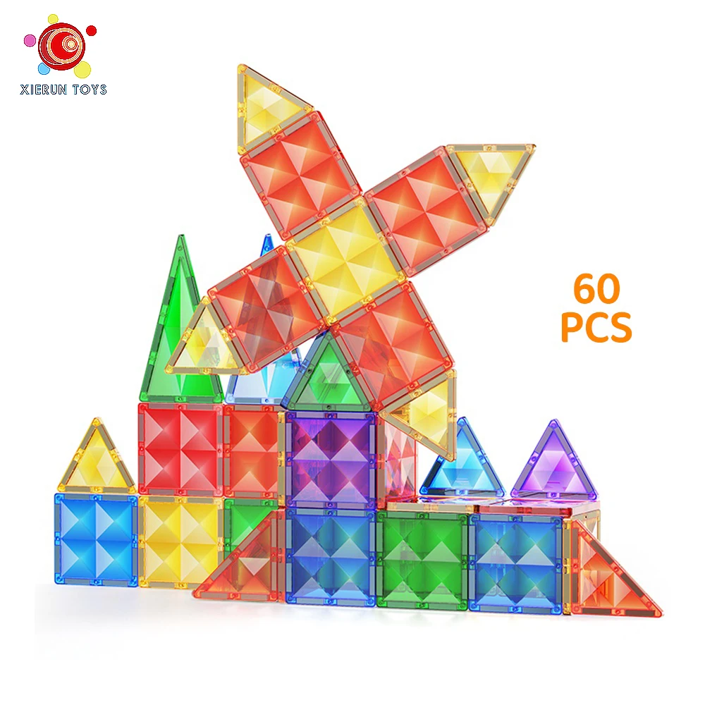 diamond magnetic tiles building blocks play set educational diy assembly 3d colorful window magnetic dome tiles for kids