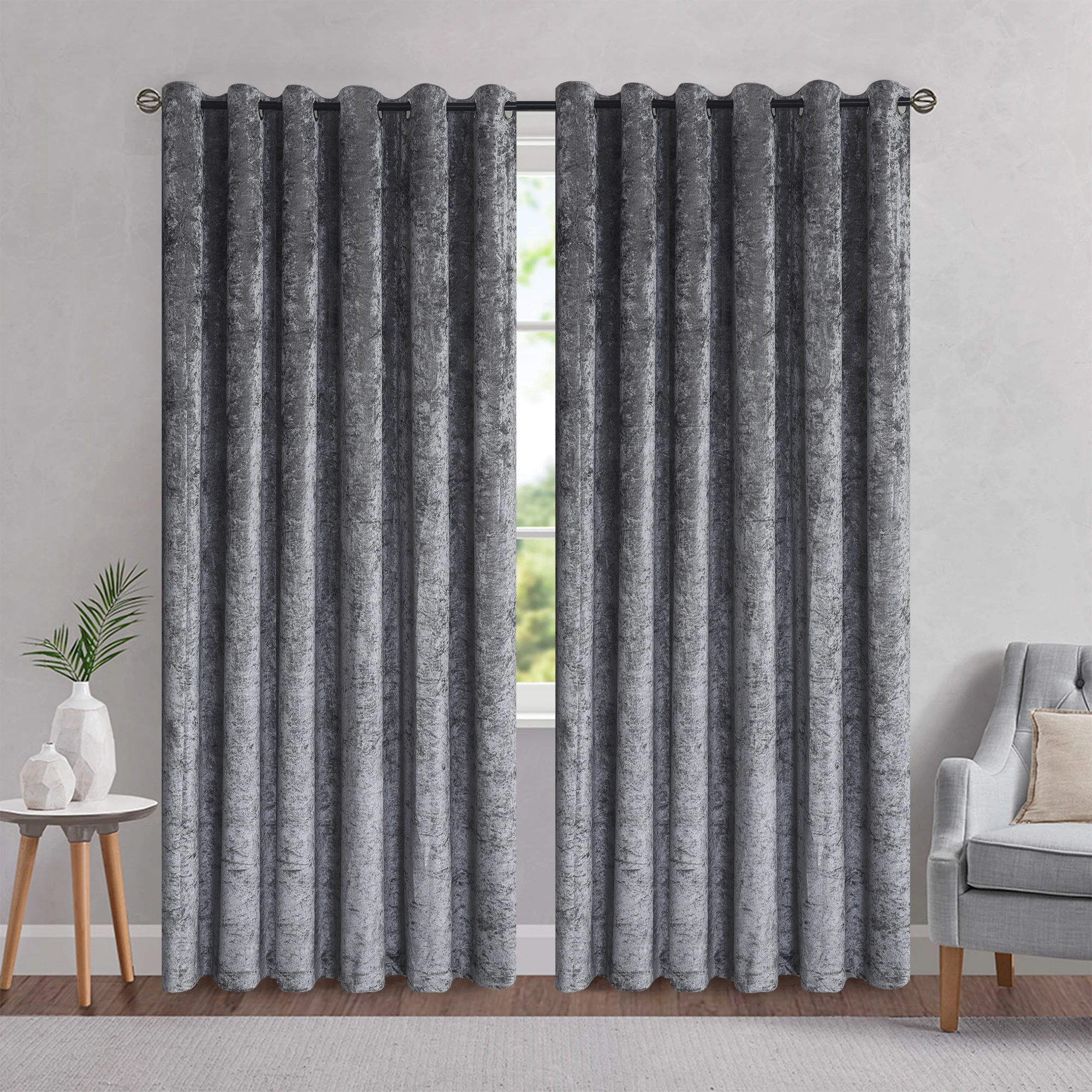 European blackout  grey velvet  curtain crushed velvet curtains velvet luxury