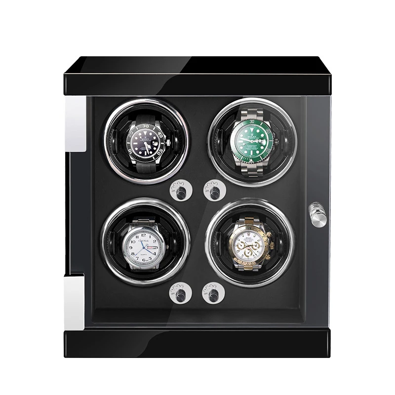 Watch Winder for Automatic Watches Carbon Fibre Exterior with High-Gloss Lacquer Watch Pillows Built-in Illumination