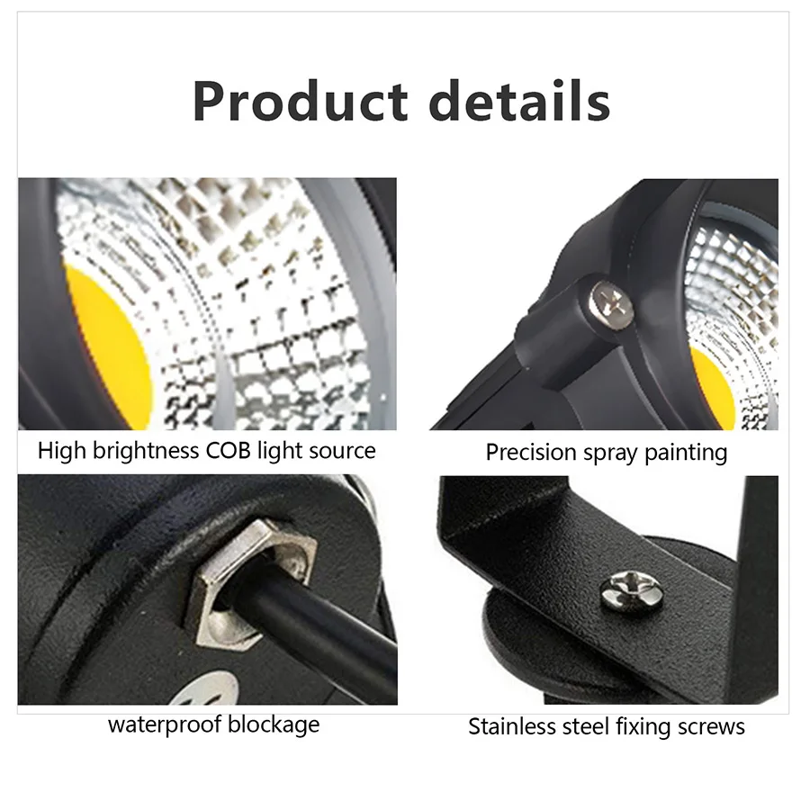 3W/6W Ground Lighting Black Square Adjustable Angle Up Down Light Spot Garden Led Spike Light