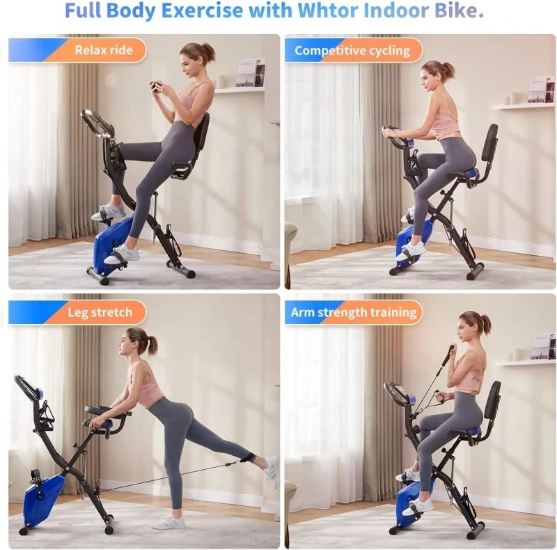 Stationary Bike 16-Level Magnetic Resistance Cycling Bicycle Upright Magnetic Exercise Bike Indoor Cycling Bike