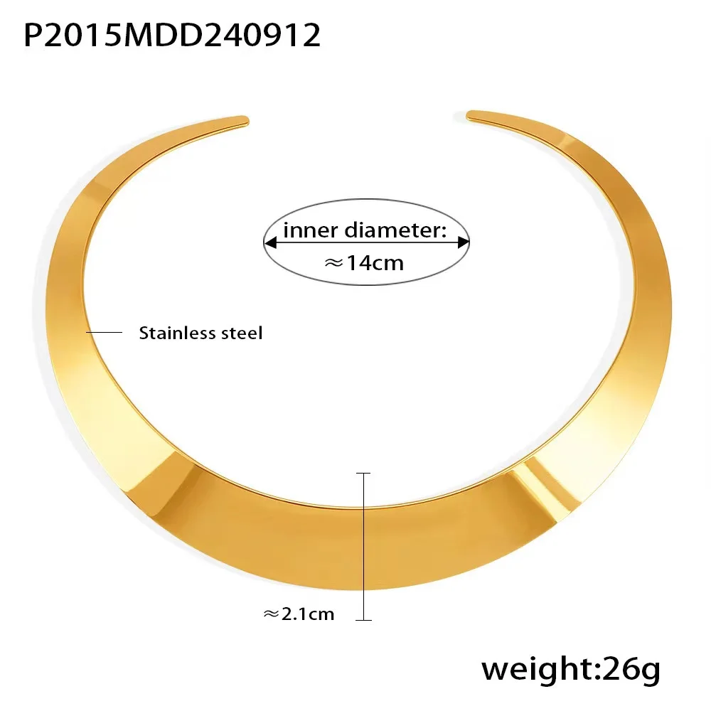 Collar Choker Necklace Neck Jewelry For Women Fashion 100% Stainless Steel Simple Personality Gold Torques Necklace