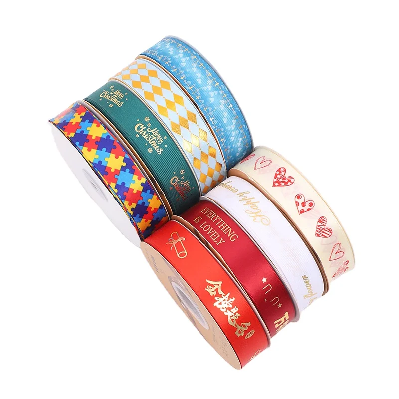 Custom Personalize 3 Inch Printed Heat Transfer Grosgrain Ribbon for Garment Accessory