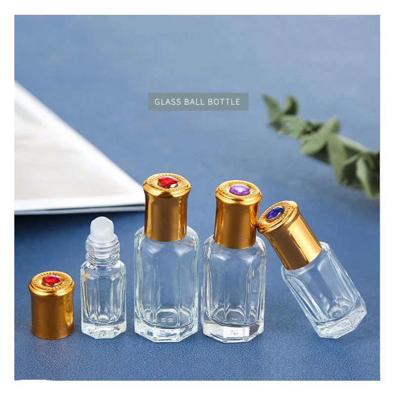 Wholesale 3ml/9ml/12ml transparent glass roller bottle rollerball botol rol on glass essential oil bottle for perfume