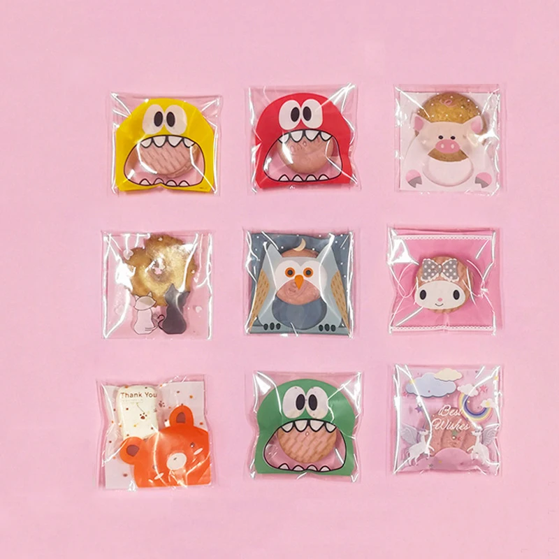 Custom Printed Biodegradable Clear Self Adhesive Seal Packaging Packing Bags Cellophane Bags For Sweet Cookie Candy Snacks