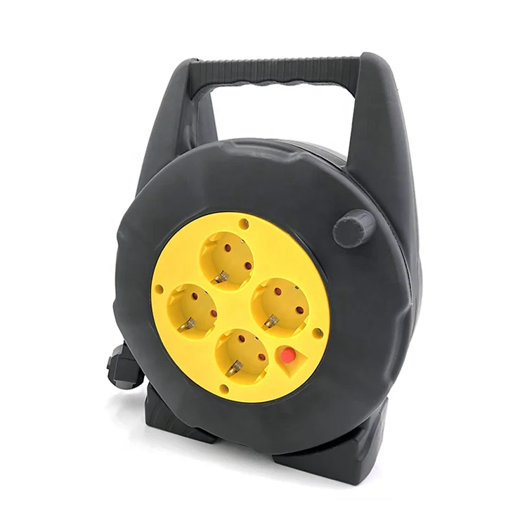 4x16A sockets small electric extension power cord reel germany type mini retractable cable reel