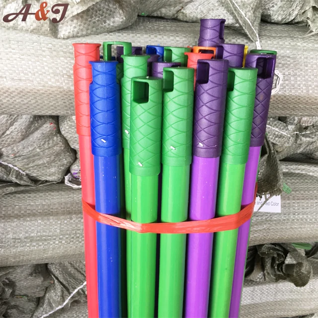 
wholesale high quality 22mm diameter PVC Coated wooden stick with long colorful plastic hat Italian thread 
