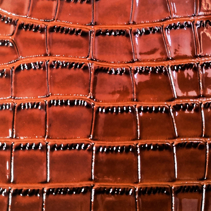 Laser Crocodile Pattern Embossed PU Leather Mirror Reflective  leather Glossy PVC/pu  alligator two tone shiny Recycle DIY