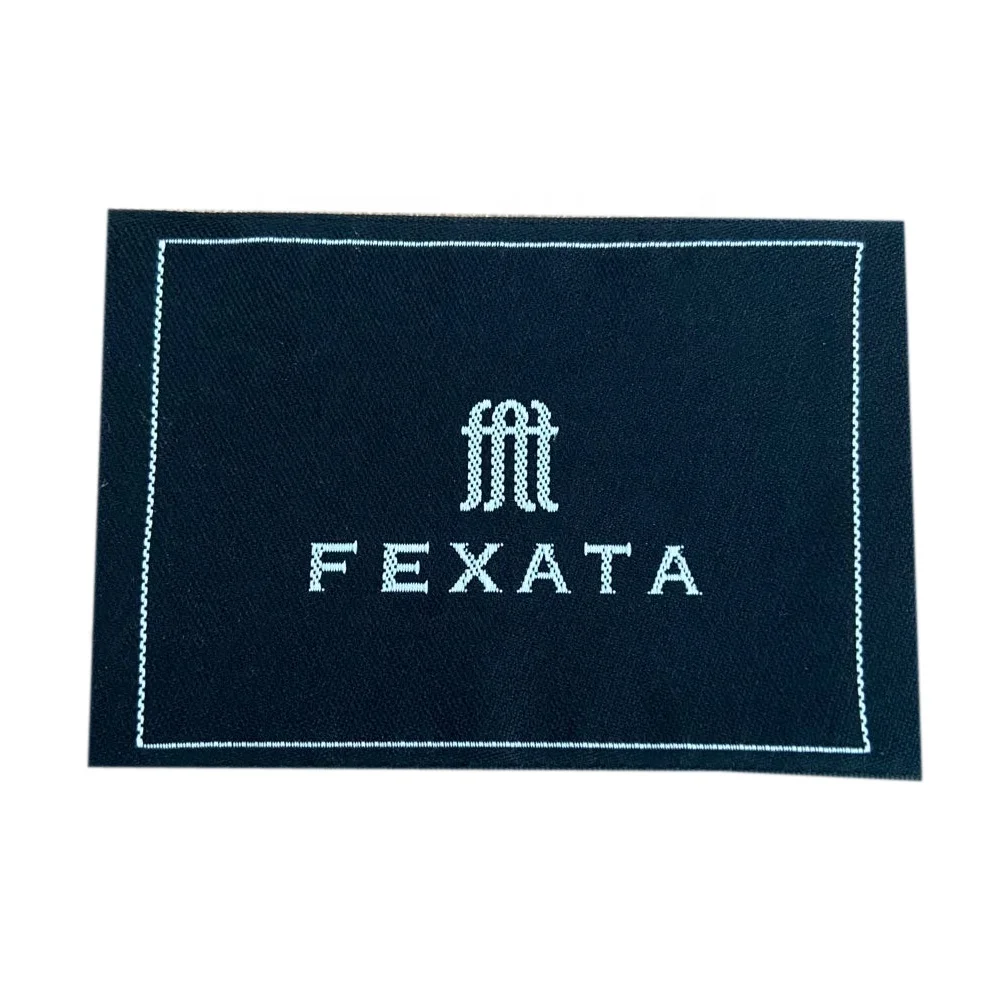 Custom Miter Folded main clothes tag woven logo name fabric label for girl clothing