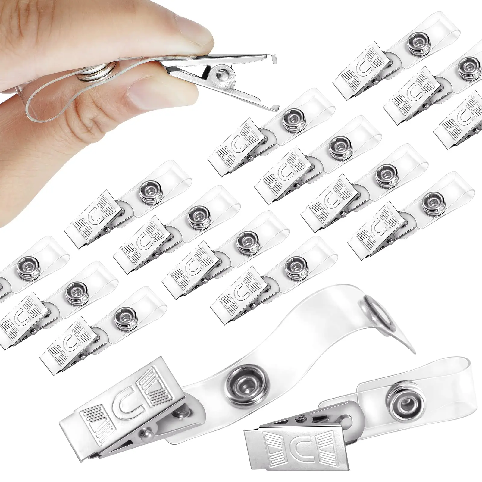 Bestom Премиум металлический зажим с прозрачным виниловым ремешком для держателя карт именная бирка