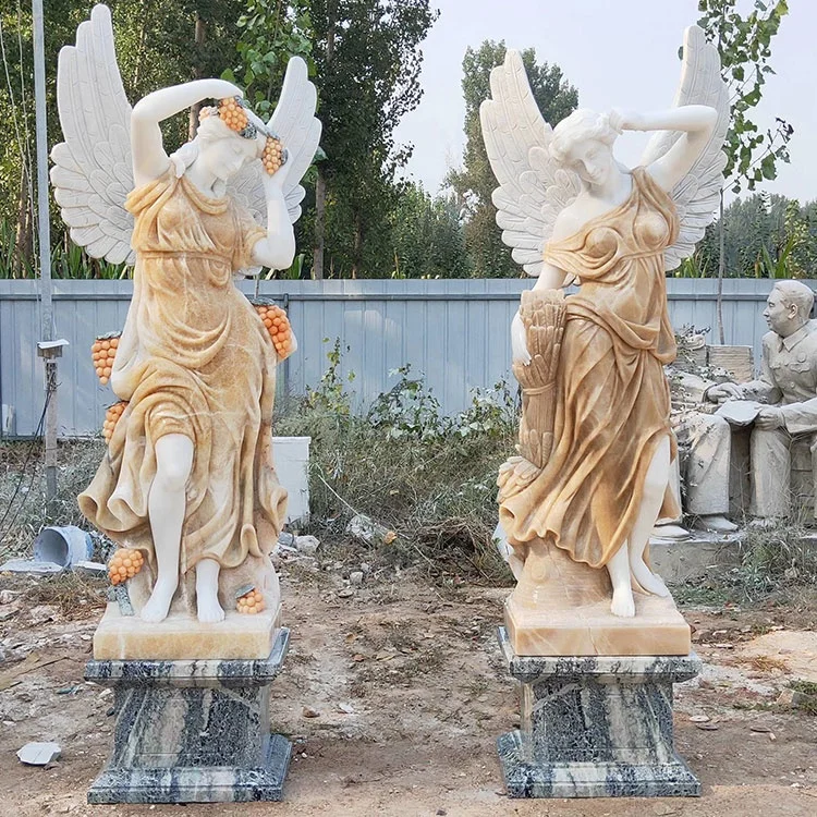 Factory Supply Outdoor Natural Stone Marble Four Seasons Angel Statues