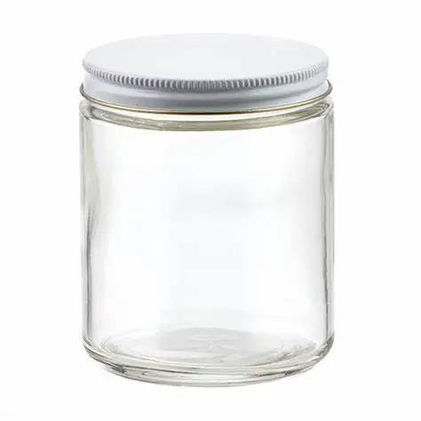 
8oz 9oz 250ml Clear Storage Bottles Straight Sided Glass Jars With Metal Lid For Food Candle 