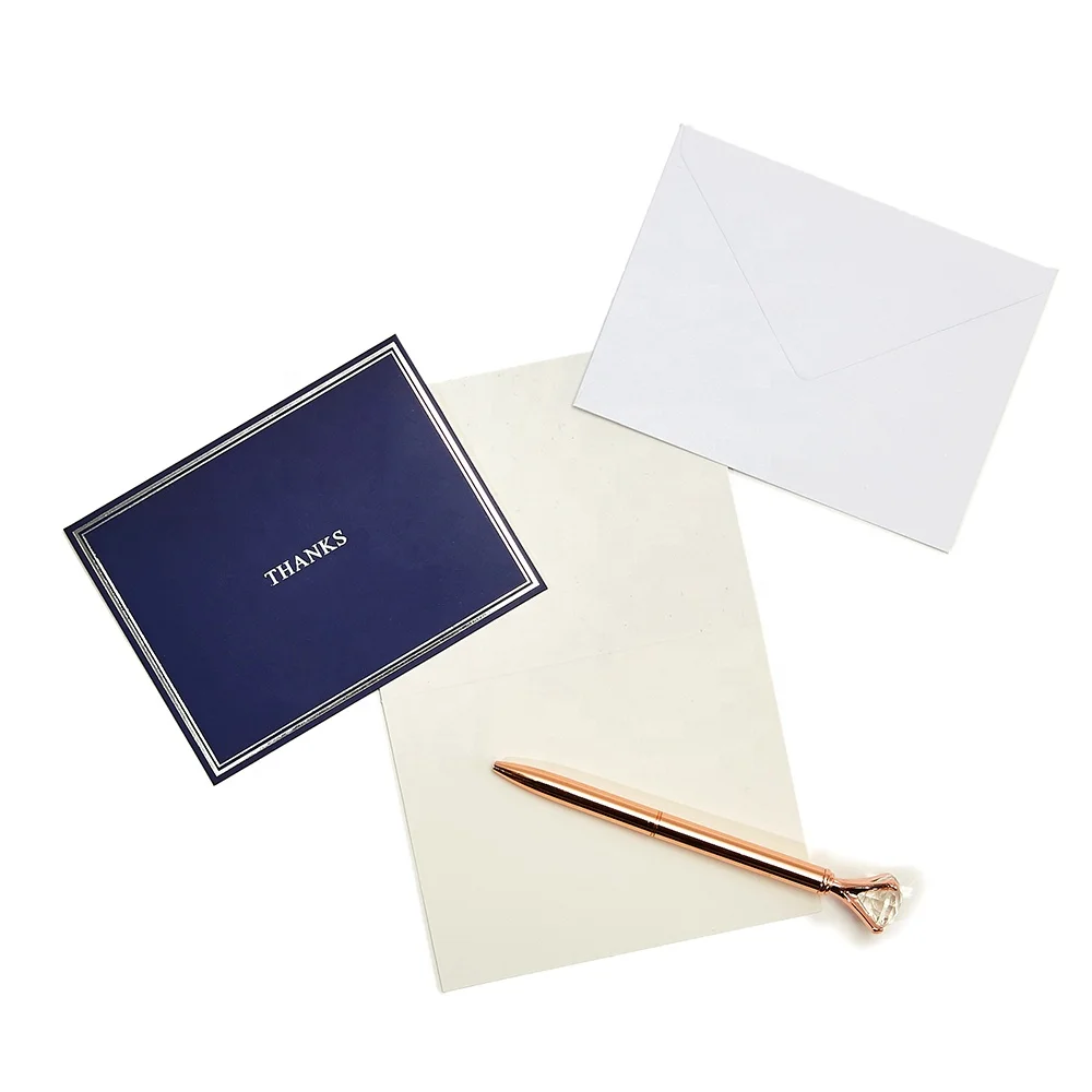 50pcs Silver Foil Blank Note Cards Wholesale Bulk Custom Thank You Cards for Business and Graduation