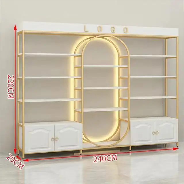Foshan Meicheng Factory Designed Beauty Nail Salon Stores Products Display Shelf Cosmetic Shop Show Cabinets with Lights