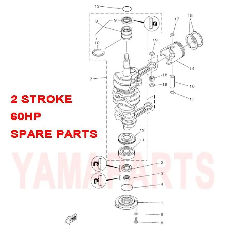 6H3-11400-10 CRANKSHAFT ASSY FOR YAMAHA SEATAN 2 STROKE 60HP OUTBOARD ENGINE CRANKSHAFT SPARE PARTS