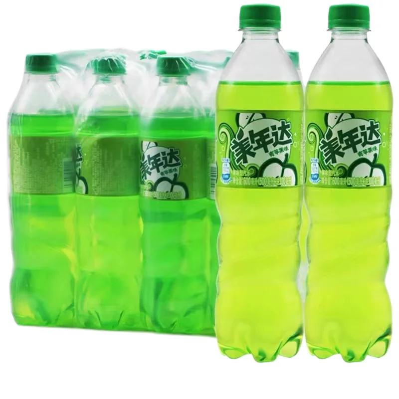 Оптовая продажа газированные безалкогольные напитки Mirinda со вкусом яблока из Китая упаковка для бутылок