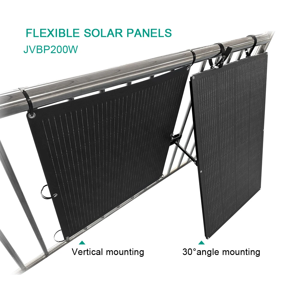 Brackets mounted 200W Monocrystalline Panels 40cells Lightweight Semi Flexible Solar Panel with Microinverter for Balcony System