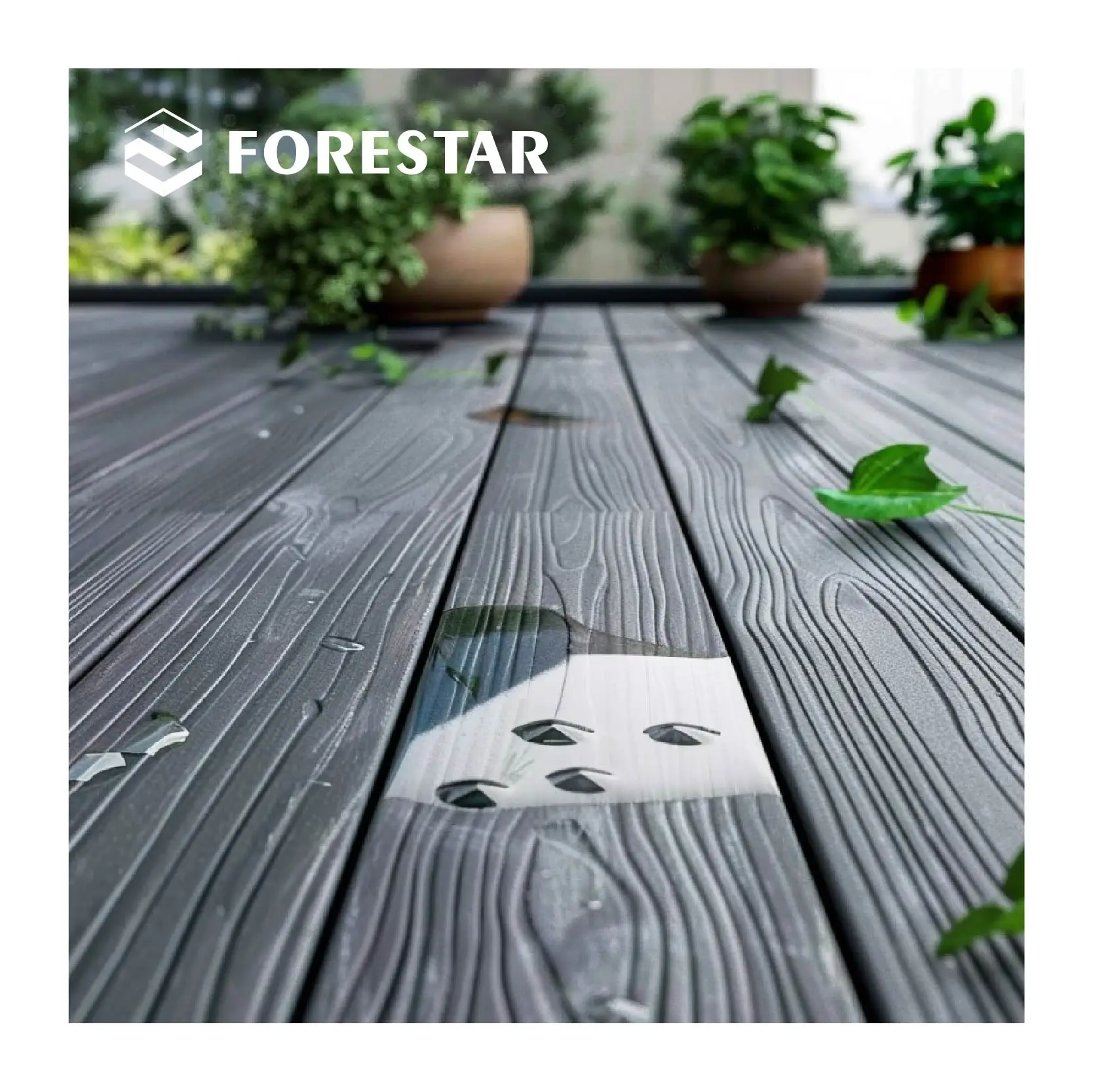 Waterproof Outdoor WPC Deck Tile Board Flooring Wood Plastic WPC Decking 3D Wood Grain Composite Decking