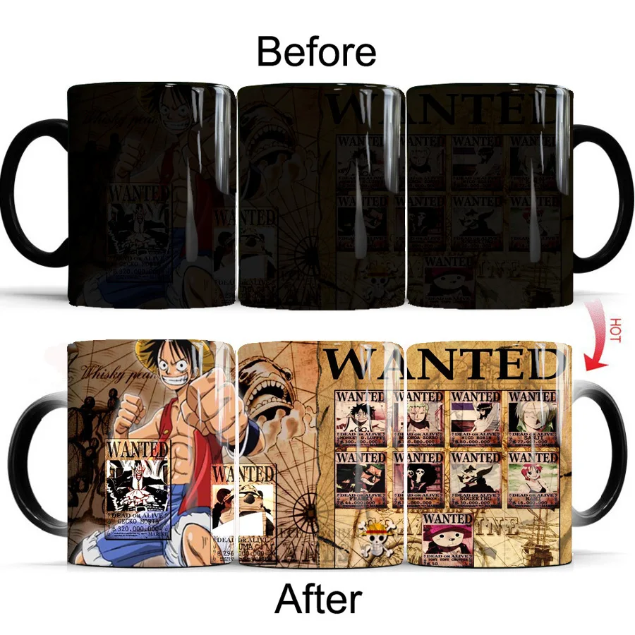 29 design Anime emon Slayer Monkey D. Luffy Magic Mug Porcelain Cup Discoloration Ceramic Cup with Hot Water