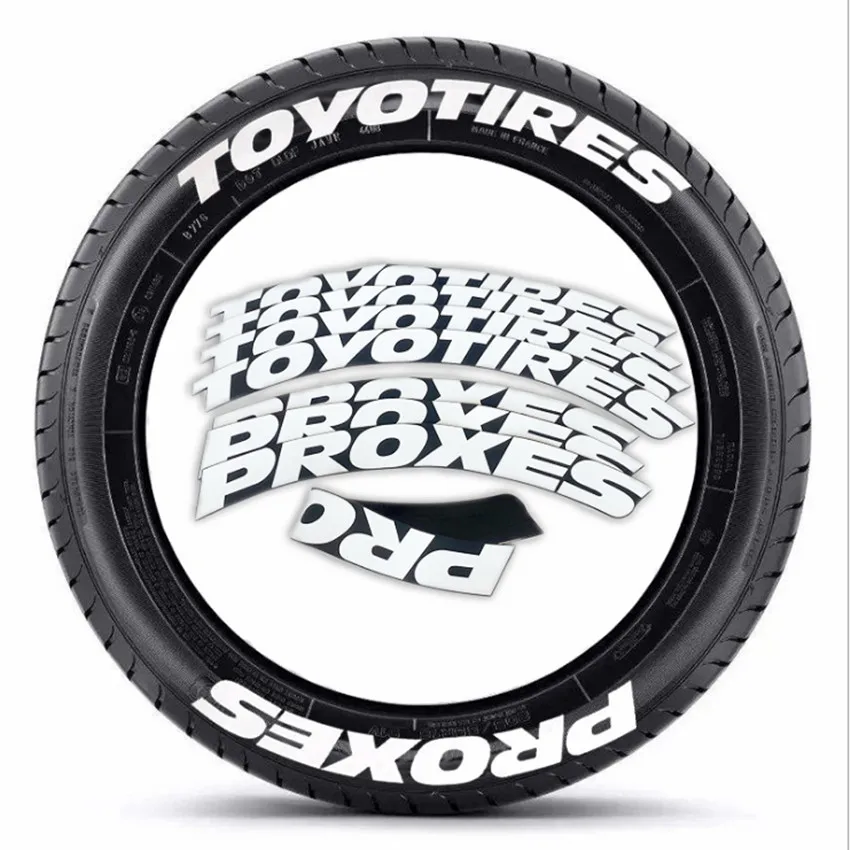 Tire Lettering Sticker TO YO TIRES PROXES Car Body Decoration PVC Raised Letter Decals