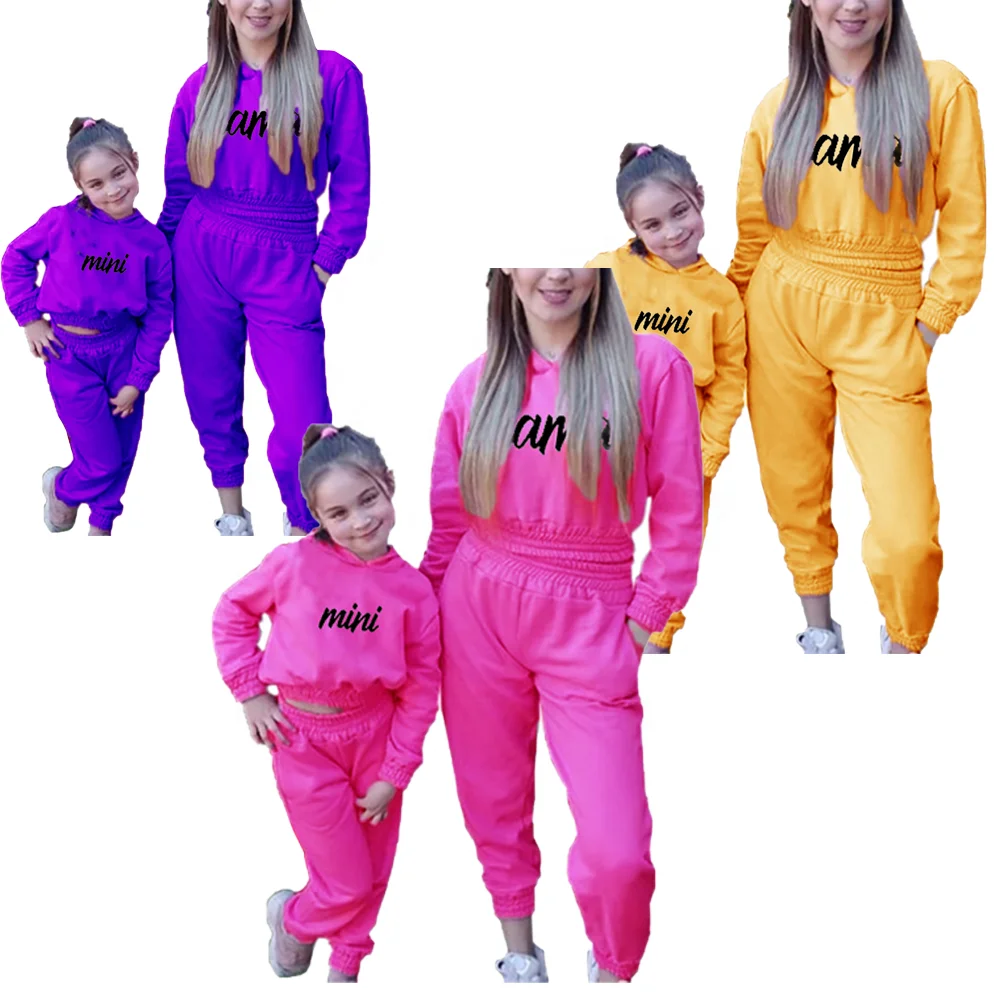 Новое поступление 2022, толстовка, штаны, джоггеры, женские комплекты одежды для девочек, короткий топ, наряды для мамы и меня