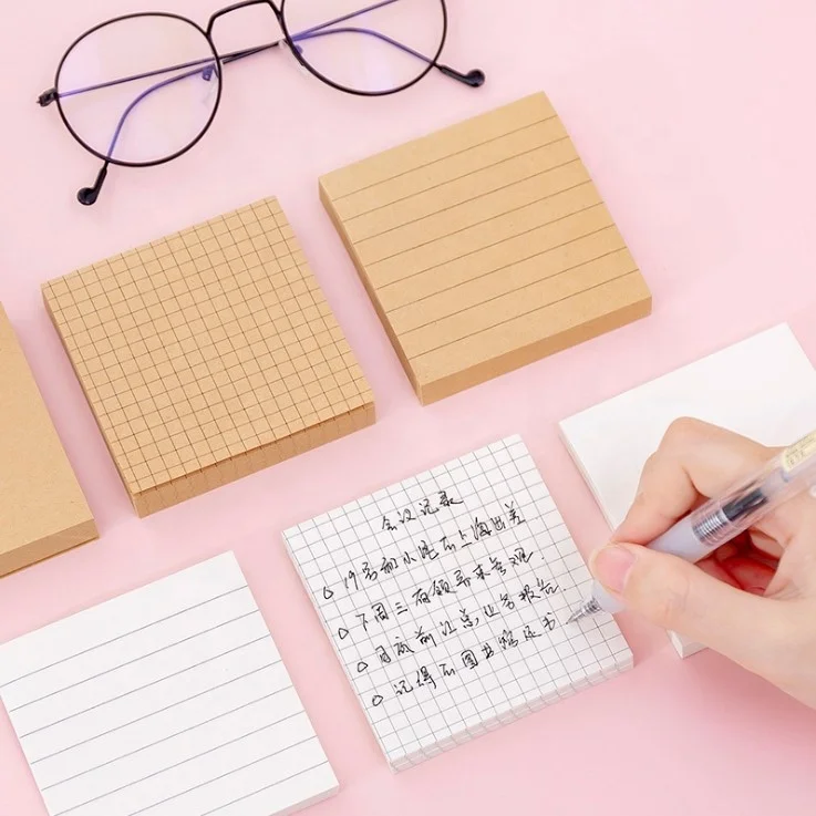 
Wholesale Custom School Supplies Simple Sticky Notes Kraft Paper Memo Pad Writing Notes 