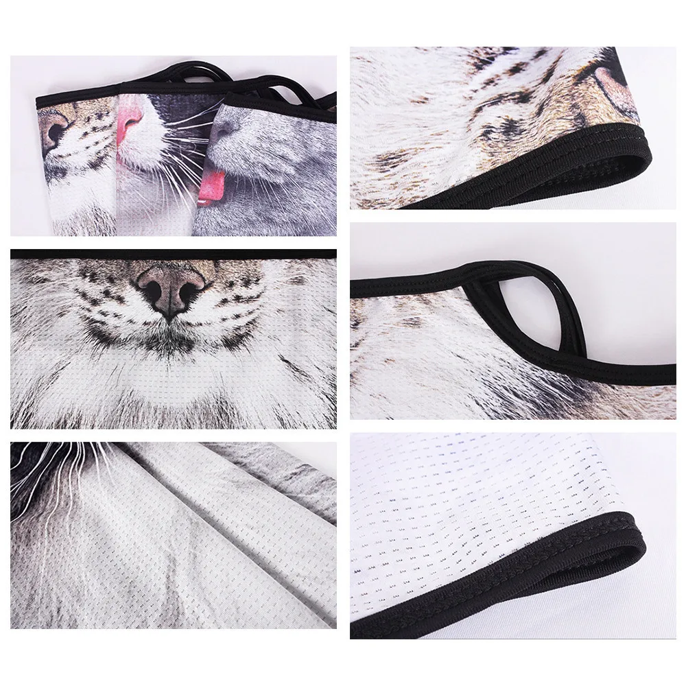 
Fashion Neck Tube Scarf with Ear Loops Windproof Face Mask Ski Halloween Costume 3D Animal Printed Bandana Cycling Hiking 