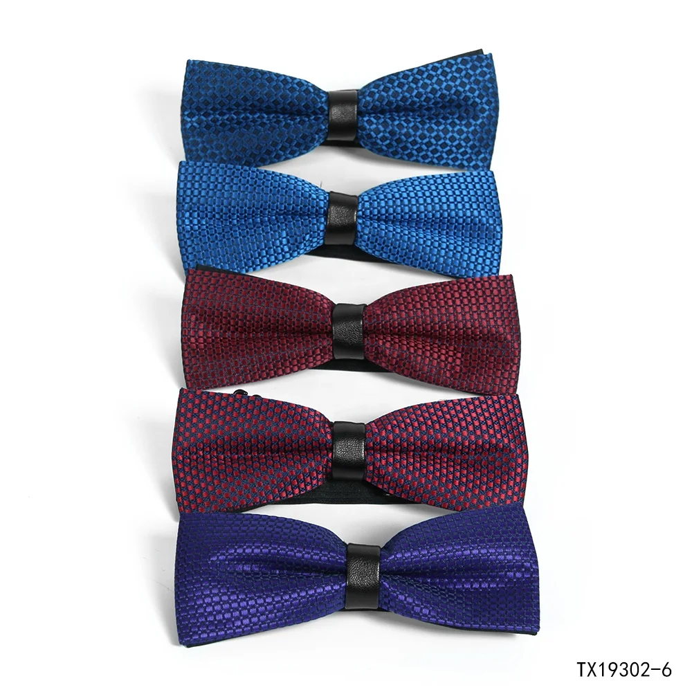 Polka dot red bow ties silk jacquard custom plaid style men bow tie set